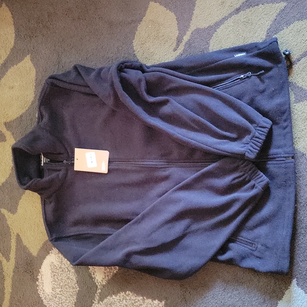 Men's Landway Outerwear Nantucket black full zip up fleece New with tags size S